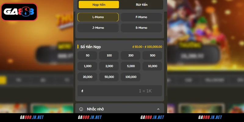 Hướng dẫn quy trình nạp tiền GA888 chi tiết a – z